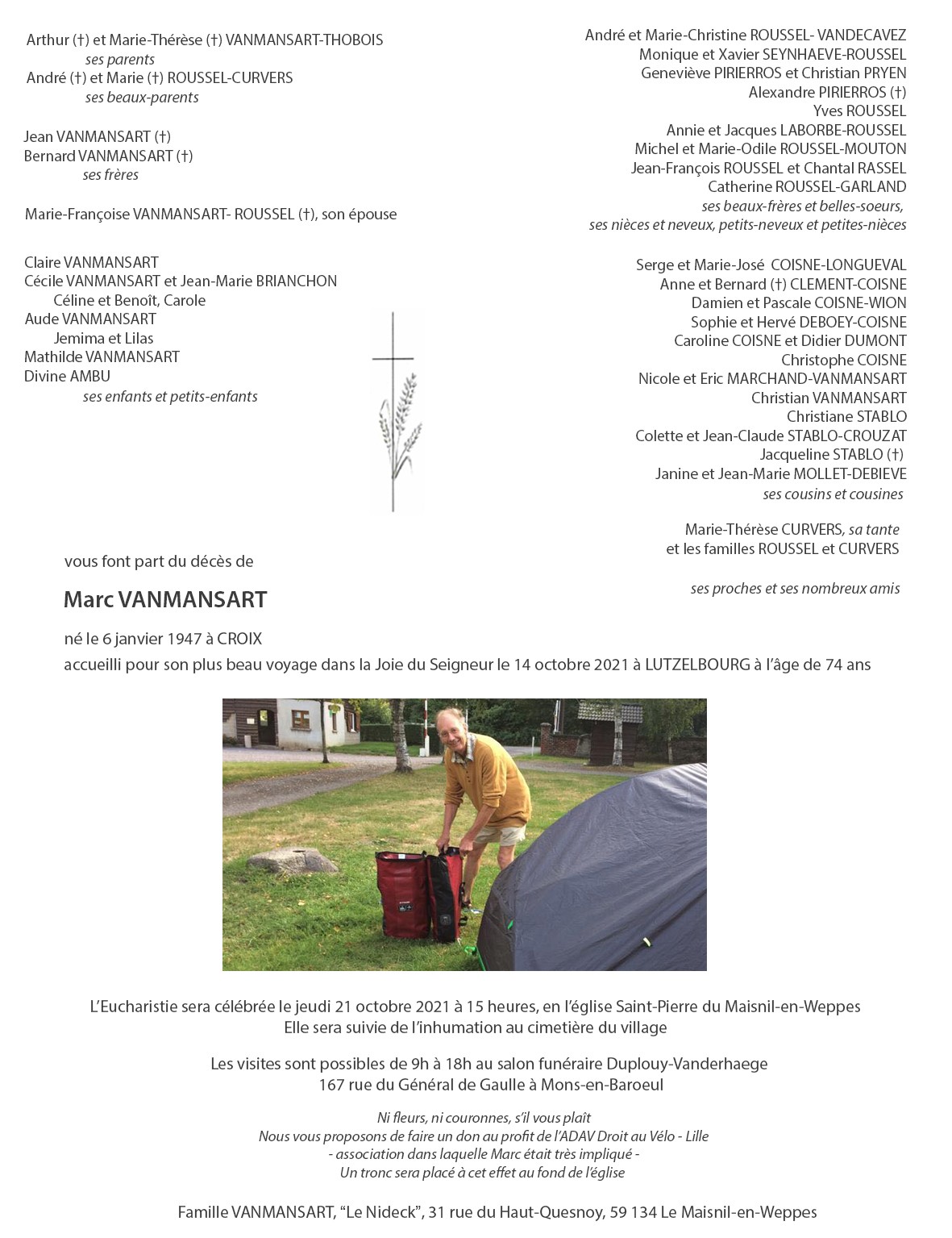 Faire part de Marc Vanmansart