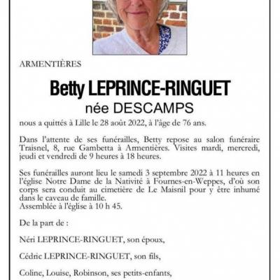 Hommage à notre amie Betty Leprince-Ringuet